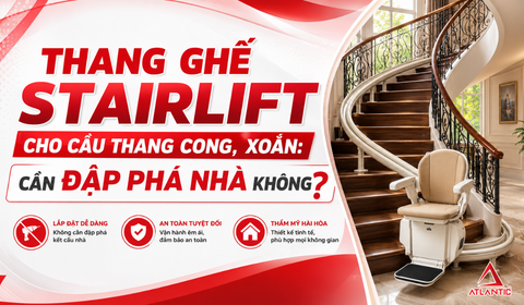 THANG GHẾ STAIRLIFT CHO CẦU THANG CONG, XOẮN: CẦN ĐẠP PHÁ NHÀ KHÔNG?