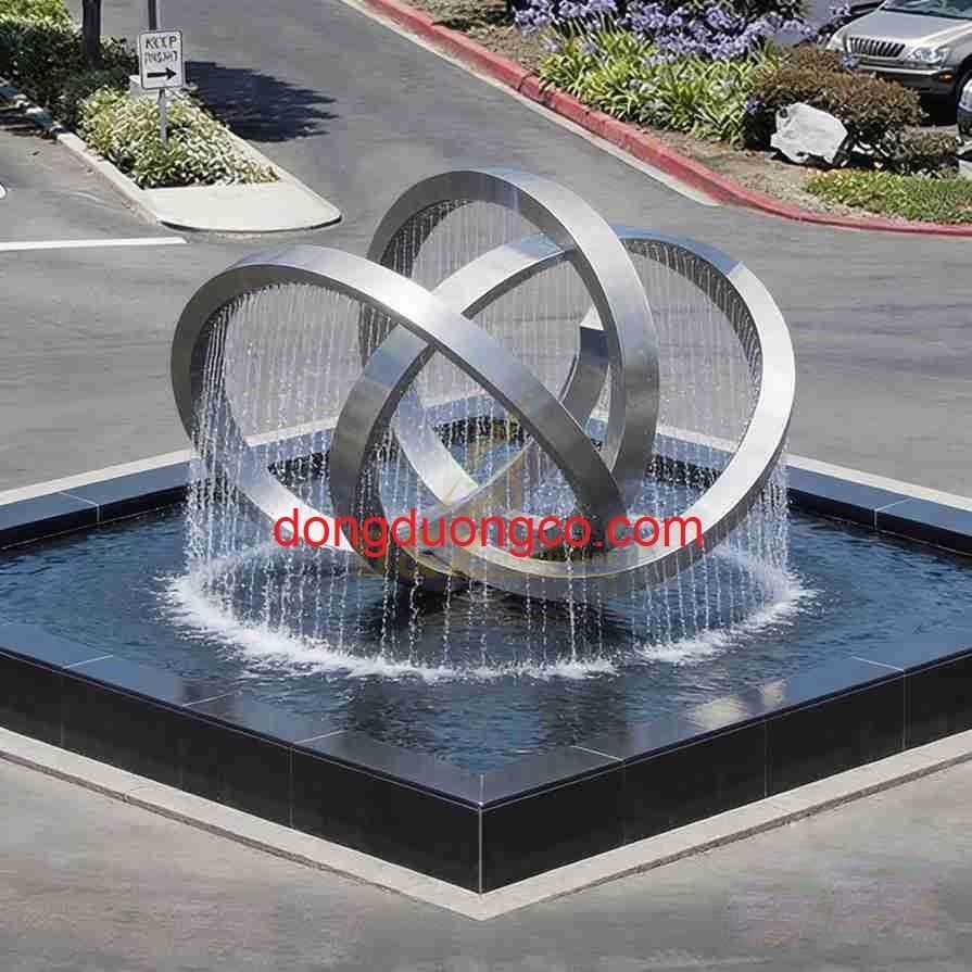 Đài phun nước vòng inox nghệ thuật hiện đại