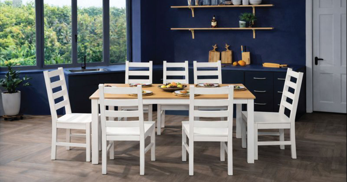 Bộ Bàn Ghế Ăn 6 Ghế và 1 Bàn 1m6 - Indoor Dining Set White