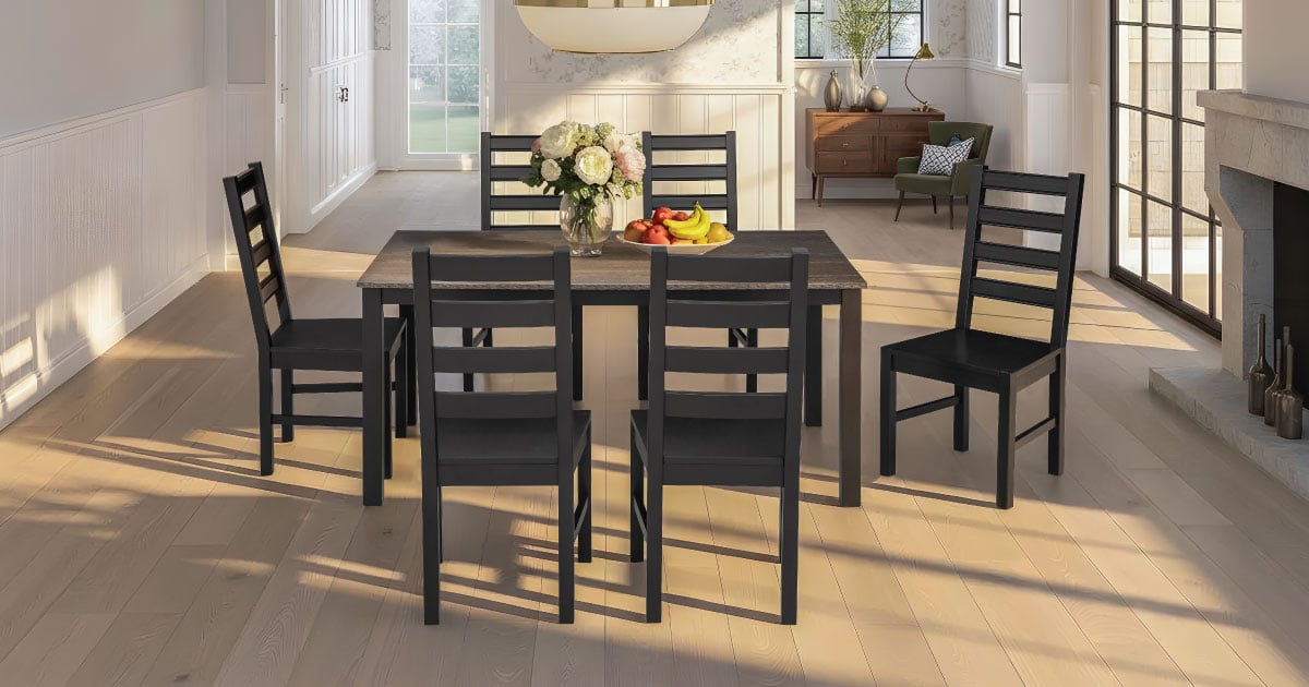 Bộ Bàn Ghế Ăn 6 Ghế và 1 Bàn 1m6 - Indoor Dining Set Black
