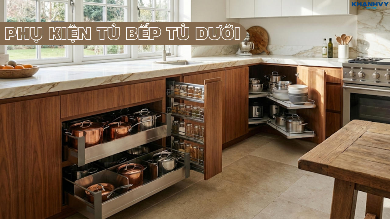 6 Mẫu phụ kiện tủ bếp tủ dưới giúp tối ưu không gian