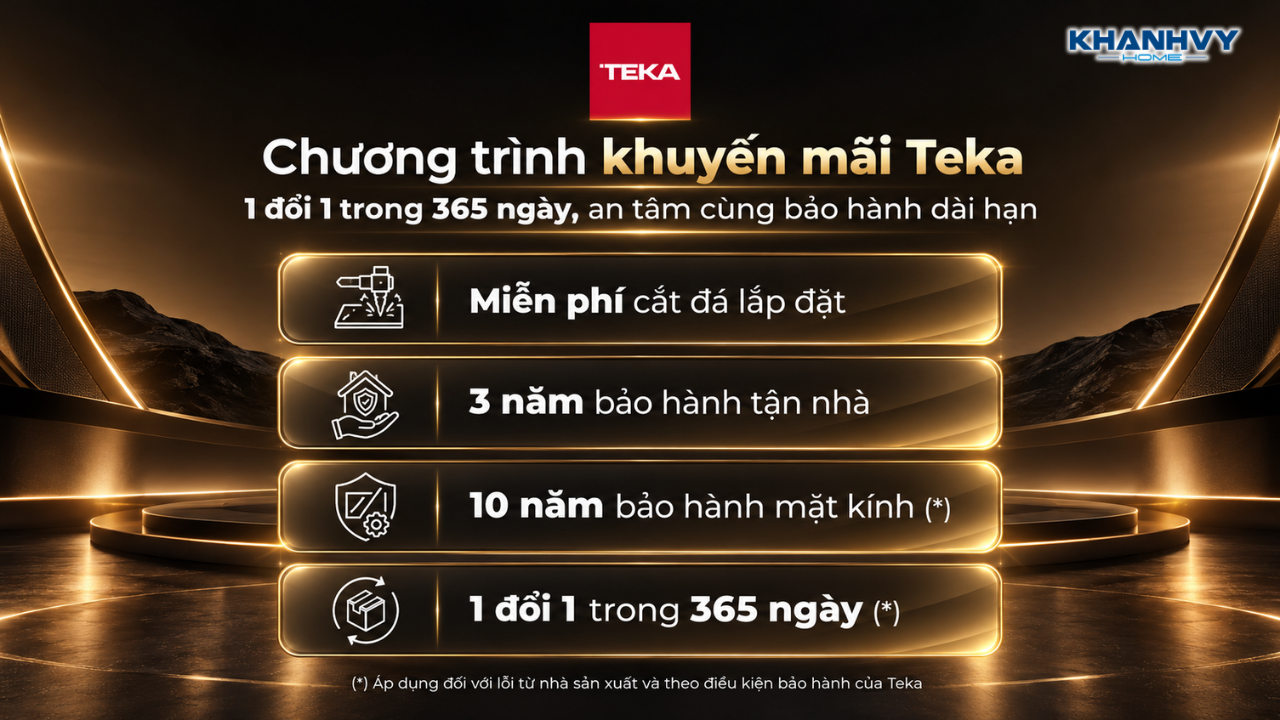 Chương trình khuyến mãi Teka: 1 đổi 1 trong 365 ngày, an tâm cùng bảo hành dài hạn
