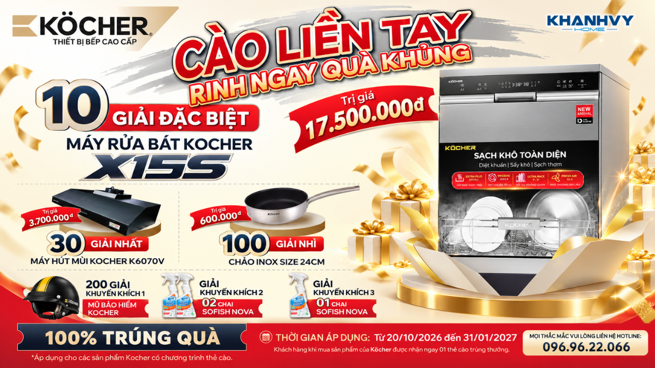 Khuyến mãi Köcher: “Cào liền tay – Rinh ngay quà khủng”, 100% trúng quà