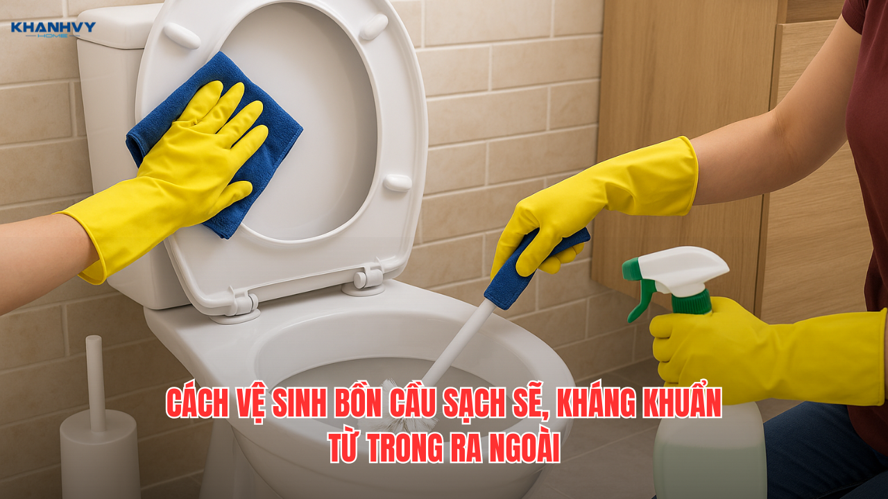 Cách vệ sinh bồn cầu sạch sẽ, kháng khuẩn từ trong ra ngoài