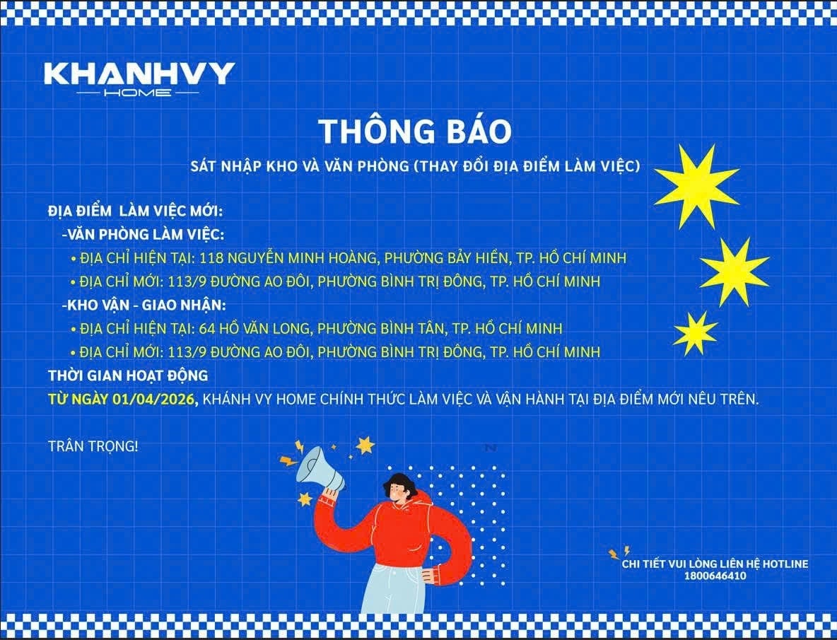 THÔNG BÁO V/v: Sáp nhập Kho và Văn Phòng - Thay đổi địa điểm làm việc
