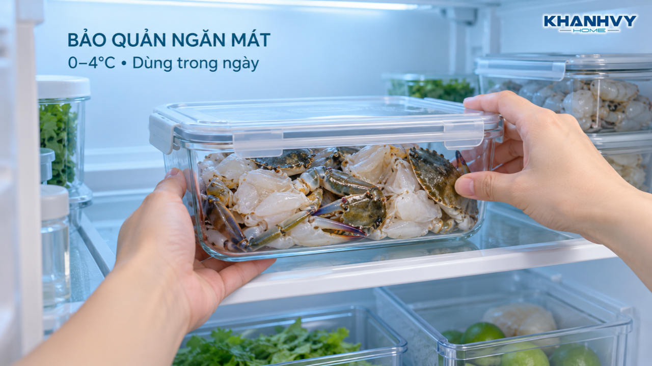 Giữ nguyên vỏ cua chín để hạn chế thịt bị khô