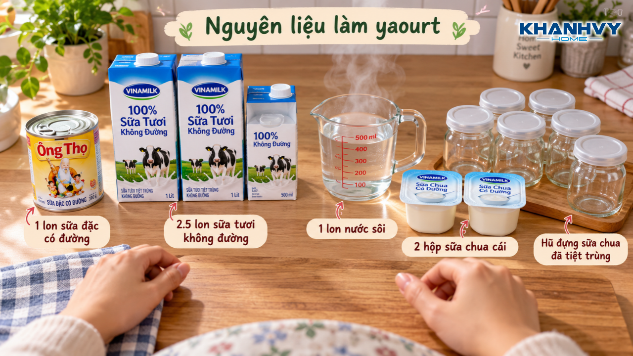 Nguyên liệu cần để làm yaourt