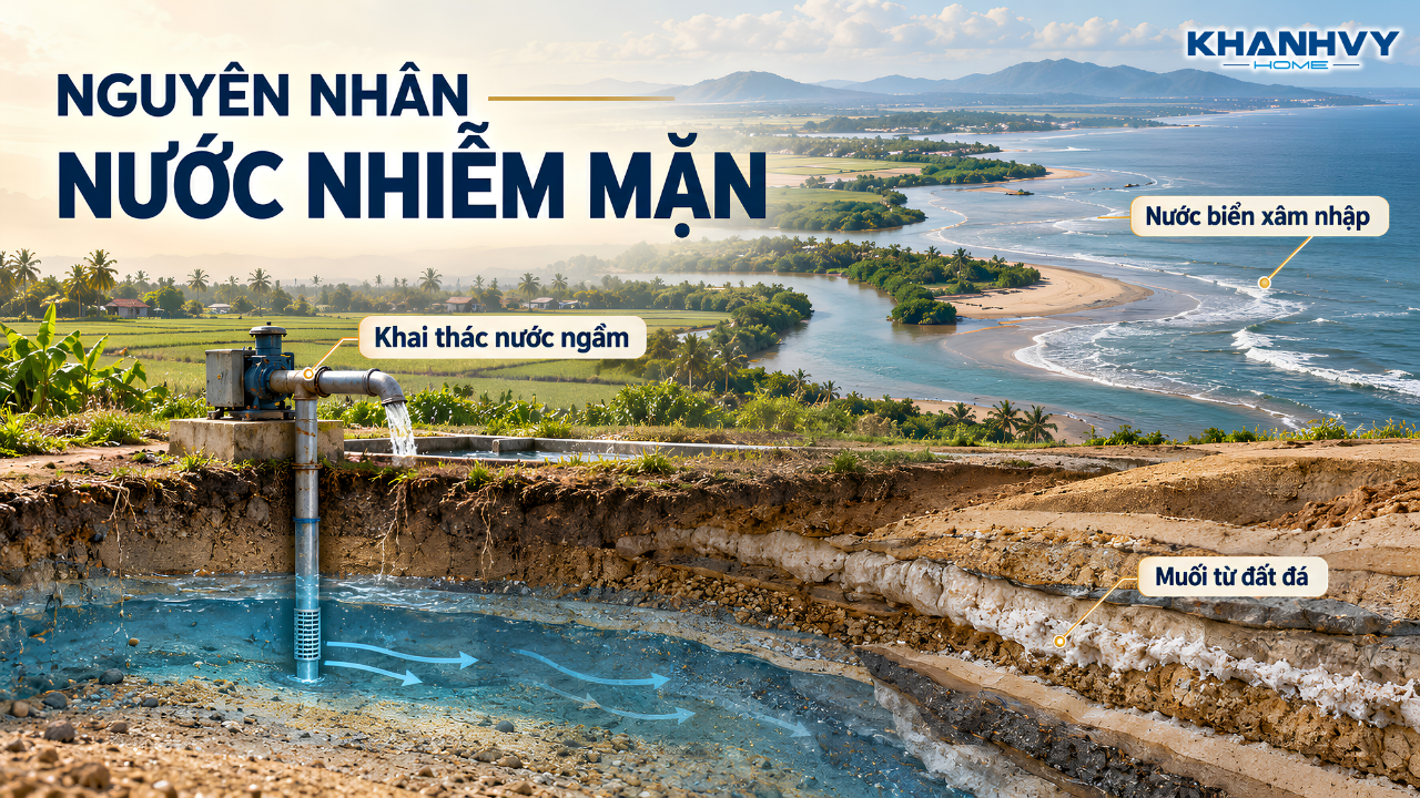 Nguyên nhân khiến nguồn nước bị nhiễm mặn