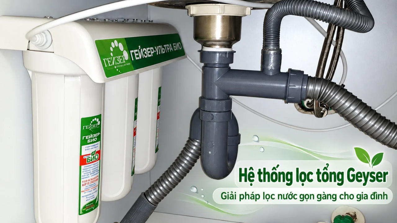 Hệ thống lọc nước Geyser hỗ trợ xử lý cặn bẩn và tạp chất, cải thiện chất lượng nước sinh hoạt gia đình.