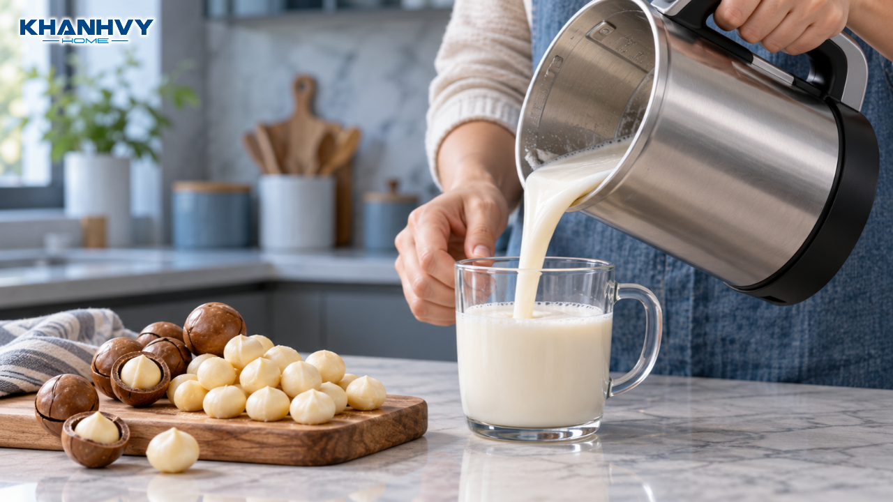 Cách làm sữa hạt macca bằng máy