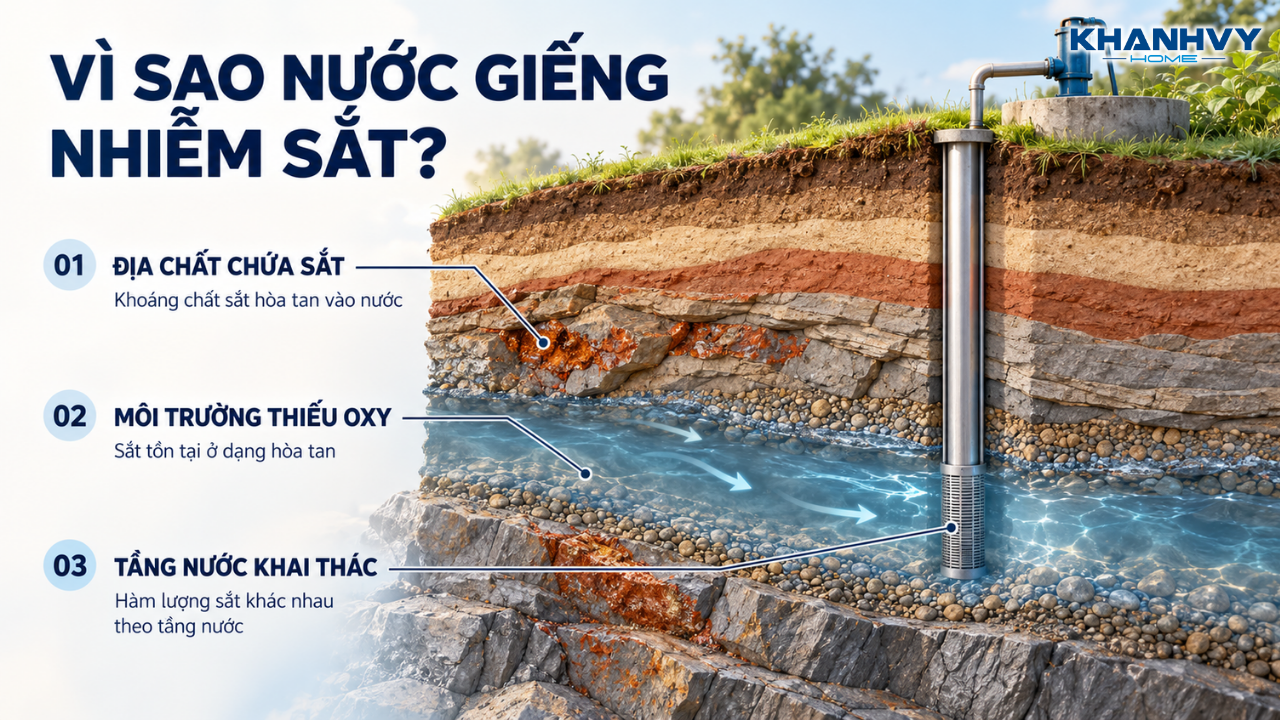 Nước giếng nhiễm sắt do đâu? Những nguyên nhân phổ biến
