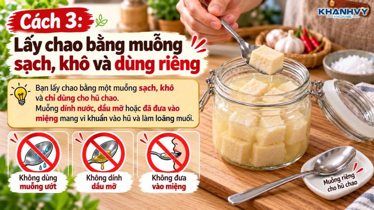 Hũ chao được đậy nắp kín và ghi ngày mở để tiện theo dõi