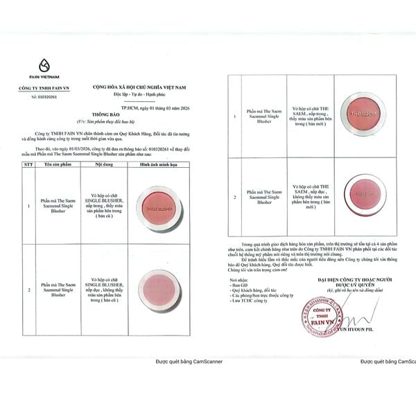 📢 [THÔNG BÁO] THAY ĐỔI BAO BÌ SẢN PHẨM PHẤN MÁ THE SAEM SAEMMUL SINGLE BLUSHER