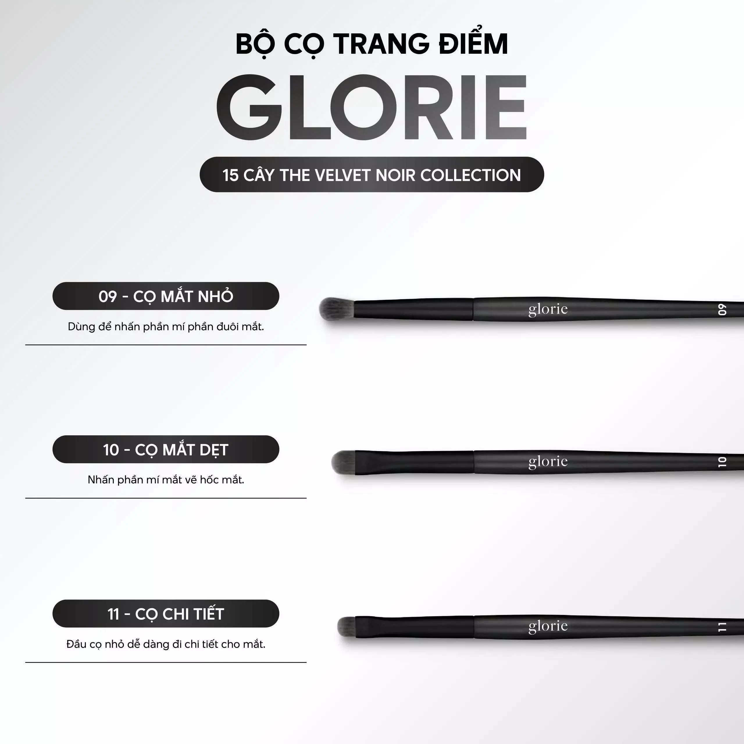 Bộ Cọ Trang Điểm Glorie 15 Cây The Velvet Noir Collection