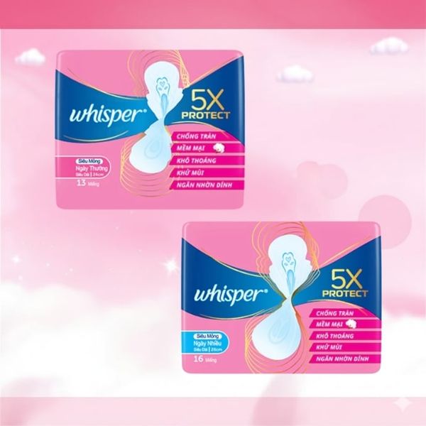 Băng Vệ Sinh Siêu Mỏng Whisper 5x Protect