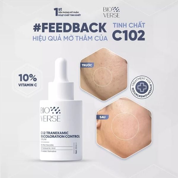 Tinh Chất Mờ Thâm Đỏ & Chống Oxy Hoá Bioverse C102 Tranexamic Discoloration Control Serum