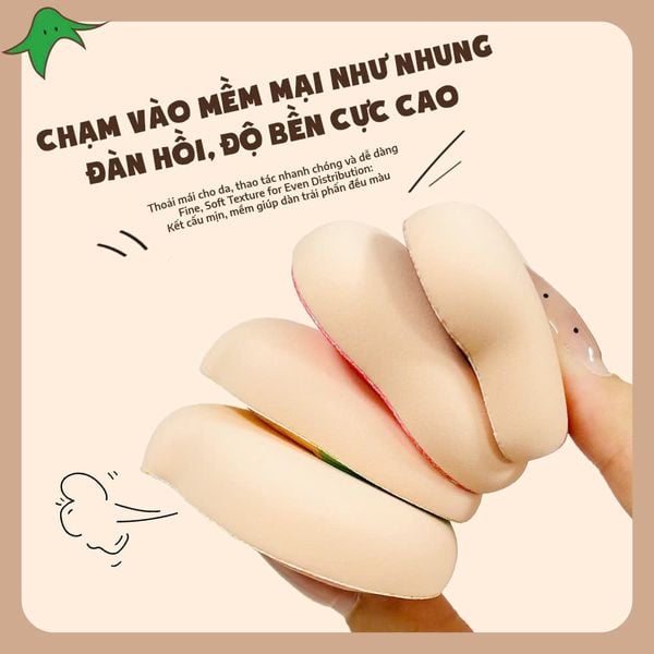 Set 4 Bông Mút Tán Nền Mini Glorie Veggie Collection Marshmallow