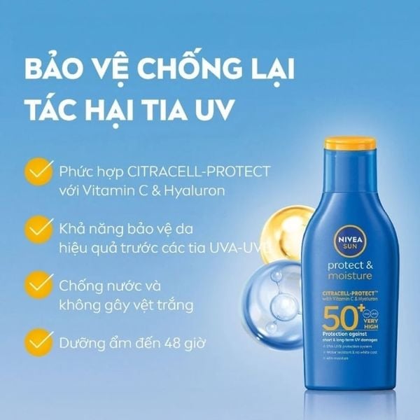 Sữa Chống Nắng Toàn Thân Nivea Protect & Moisture SPF50 UVA/UVB Body Lotion