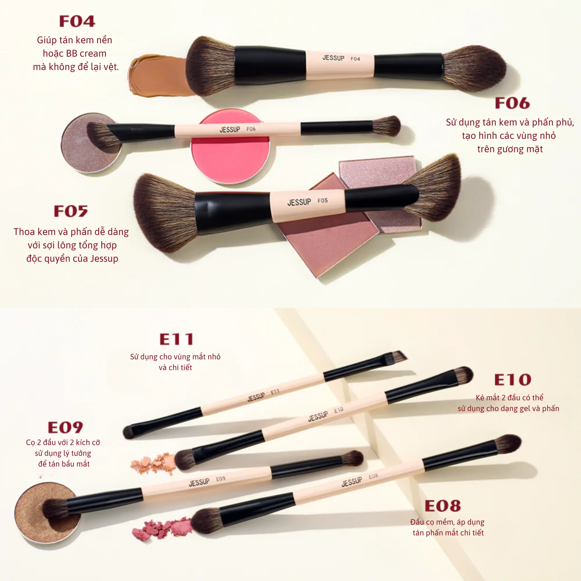 jessup set cọ 7 cây + 2 mút