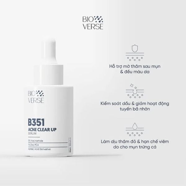 Tinh Chất Hỗ Trợ Mờ Thâm Mụn Bioverse B351 Acne Clear Up Serum
