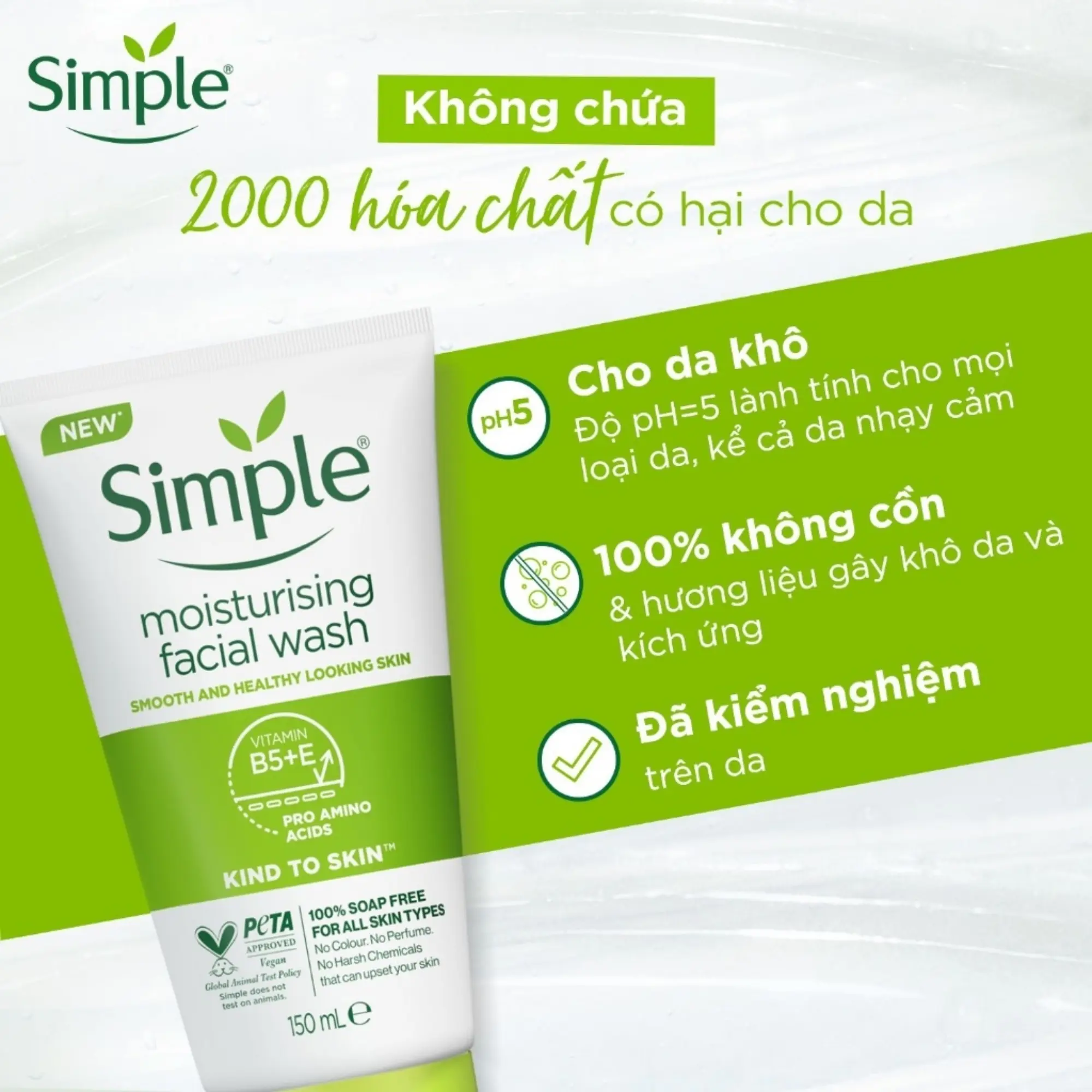 sữa rửa mặt dịu da simple