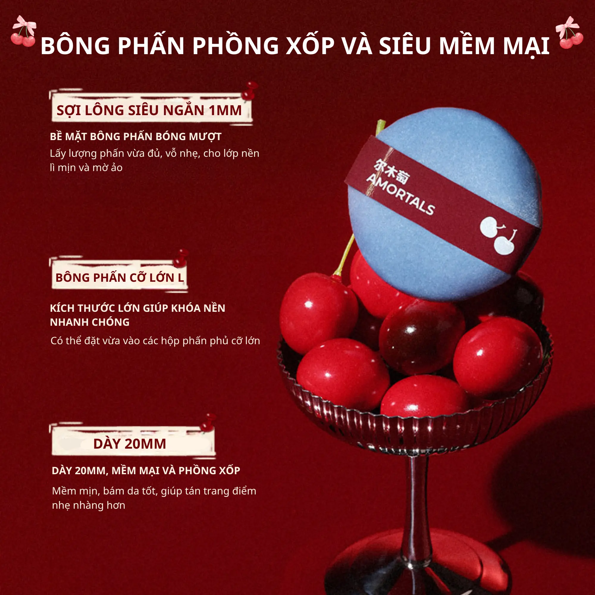 bông phấn lẻ amortals cherry