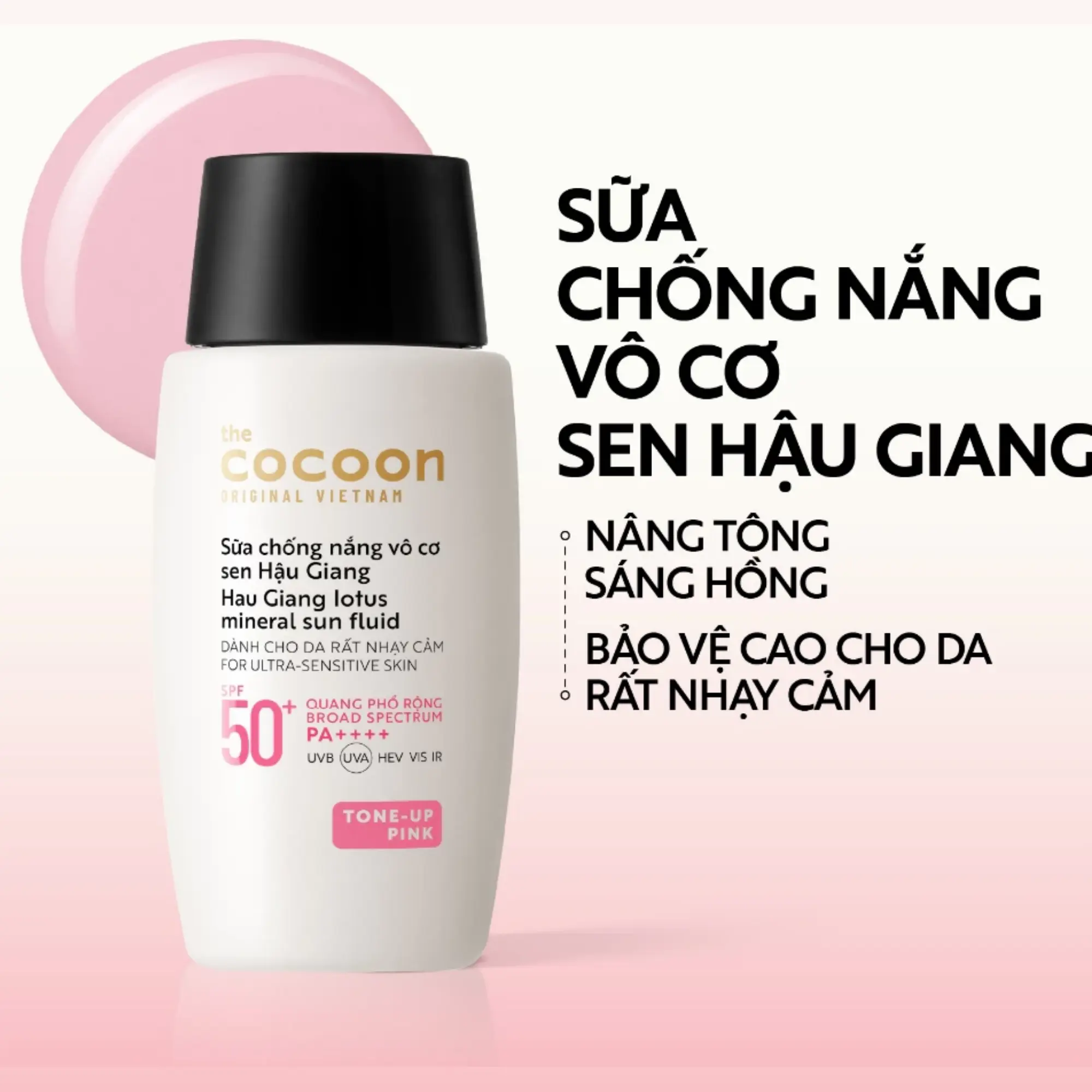 chống nắng cocoon nâng tone hồng
