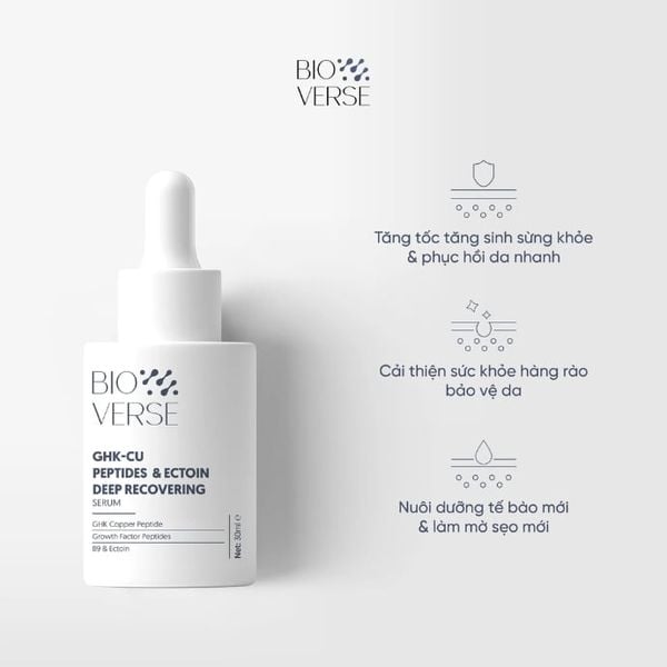 Tinh Chất Tăng Sừng Khỏe Và Phục Hồi Tổn Thương Bioverse GHK-Cu Peptides & Ectoin Deep Recovering Serum