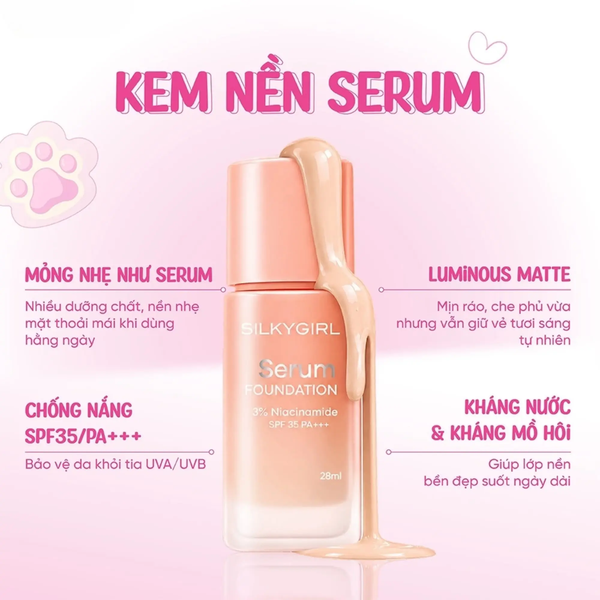 kem nền serum silkygirl
