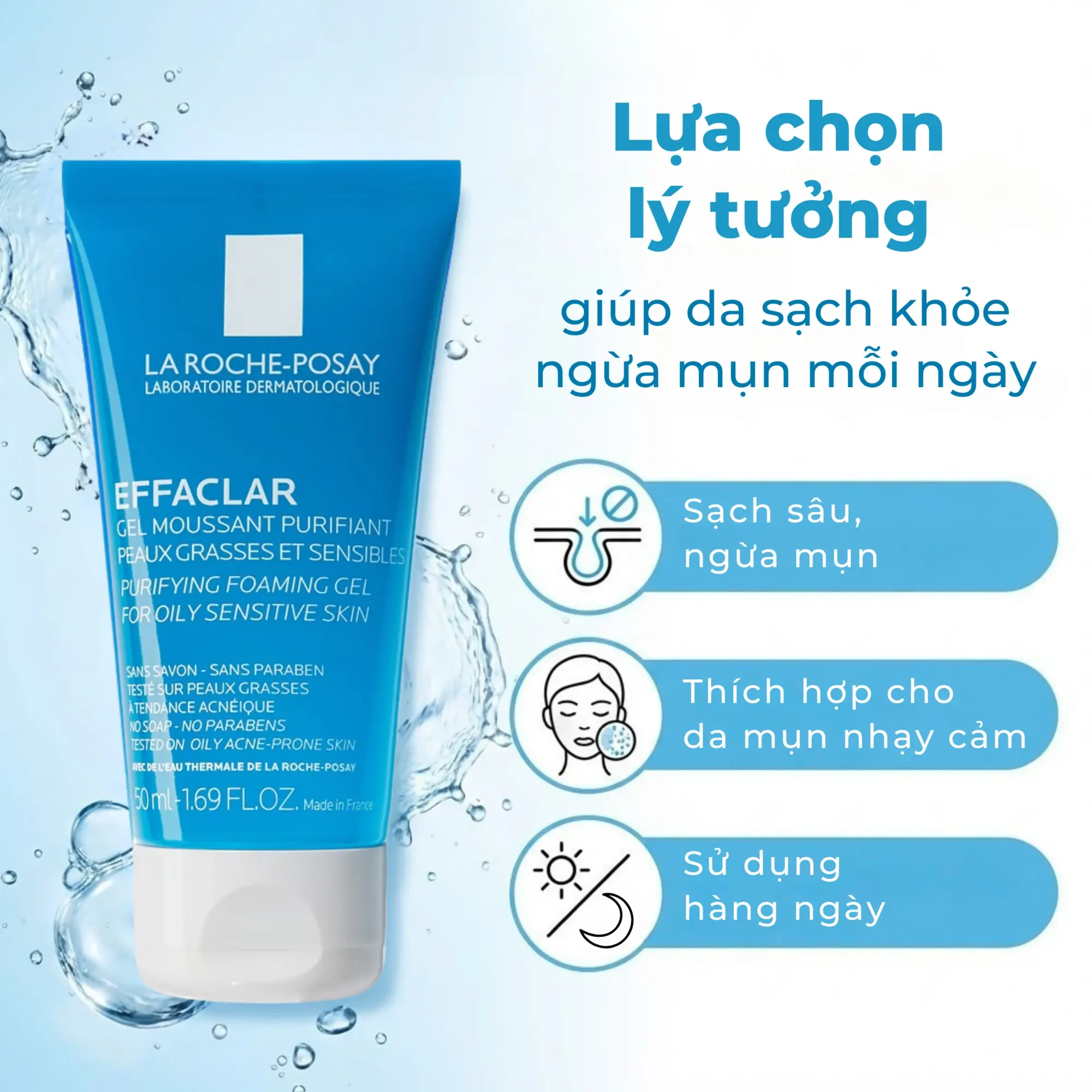 sữa rửa mặt da nhạy cảm la roche-posay