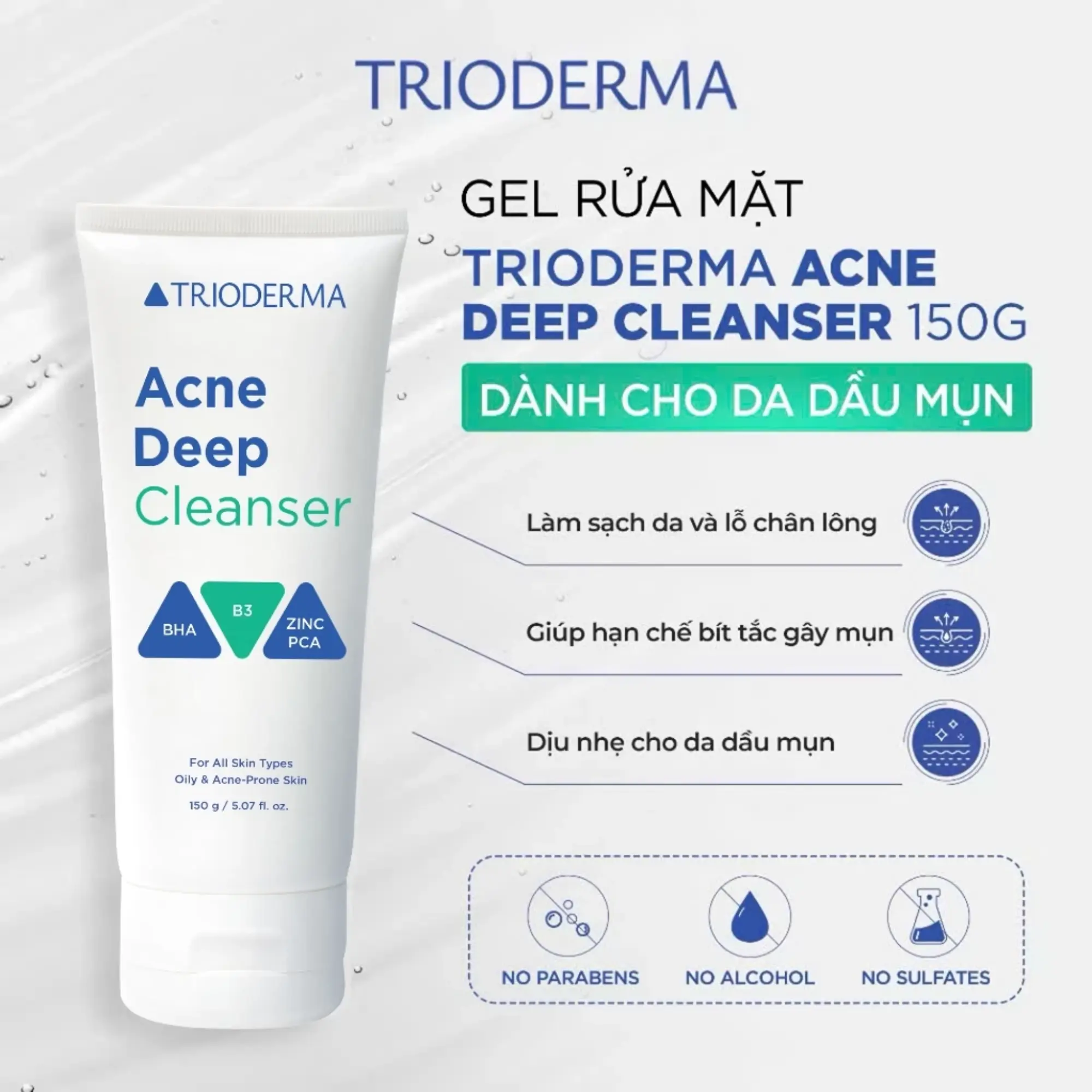 Trioderma gel rửa mặt