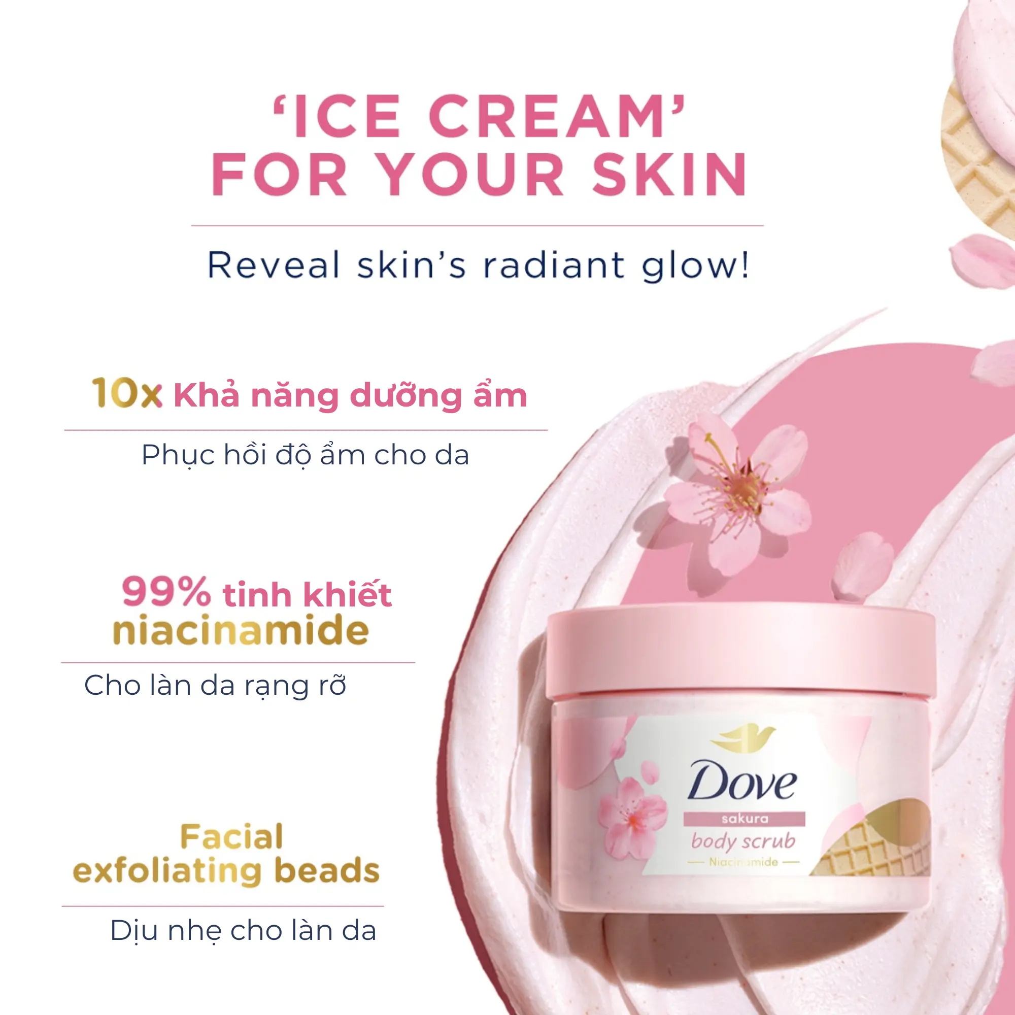 tẩy tế bào chết Dove hoa anh đào