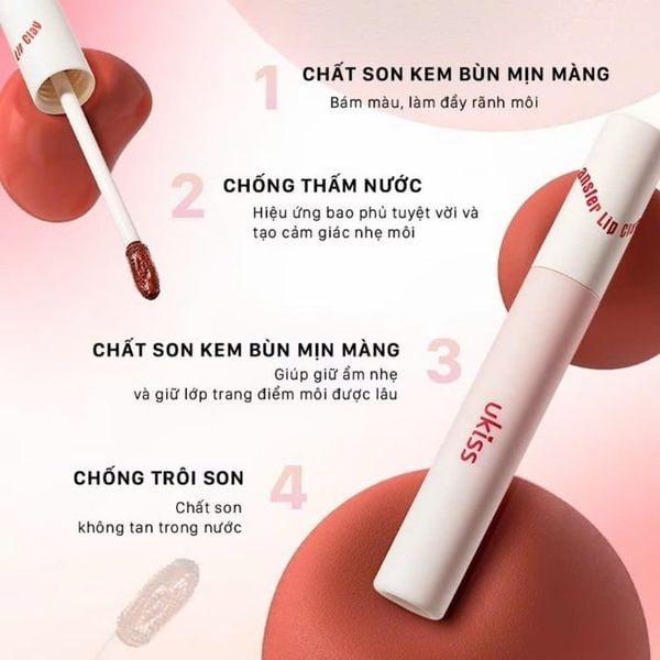 Son Kem Bùn Lâu Trôi Ukiss Creamy Matte Anti-Transfer Lip CLay