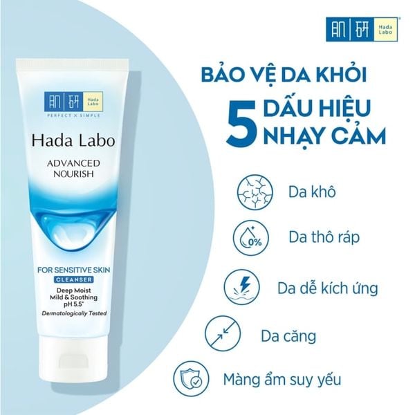 Gel Rửa Mặt Dưỡng Ẩm Cho Da Nhạy Cảm Hada Labo Advanced Nourish For Sensitive Skin Cleanser