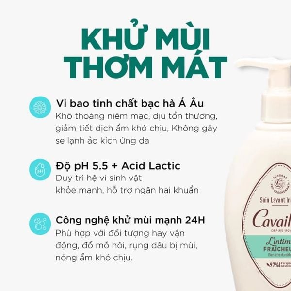 Dung Dịch Vệ Sinh Phụ Nữ Khử Mùi Thơm Mát Cavailles L'intime Fraicheur