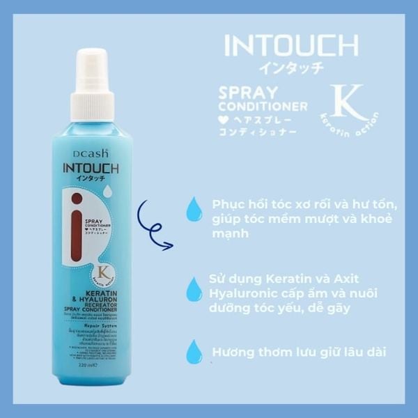 Xịt Dưỡng Tóc Dcash Intouch Keratin & Hyaluron Recreator Spray Conditioner