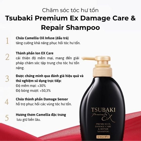 Dầu Gội Phục Hồi Chuyên Sâu Tsubaki Premium Ex Damage Care & Repair Shampoo