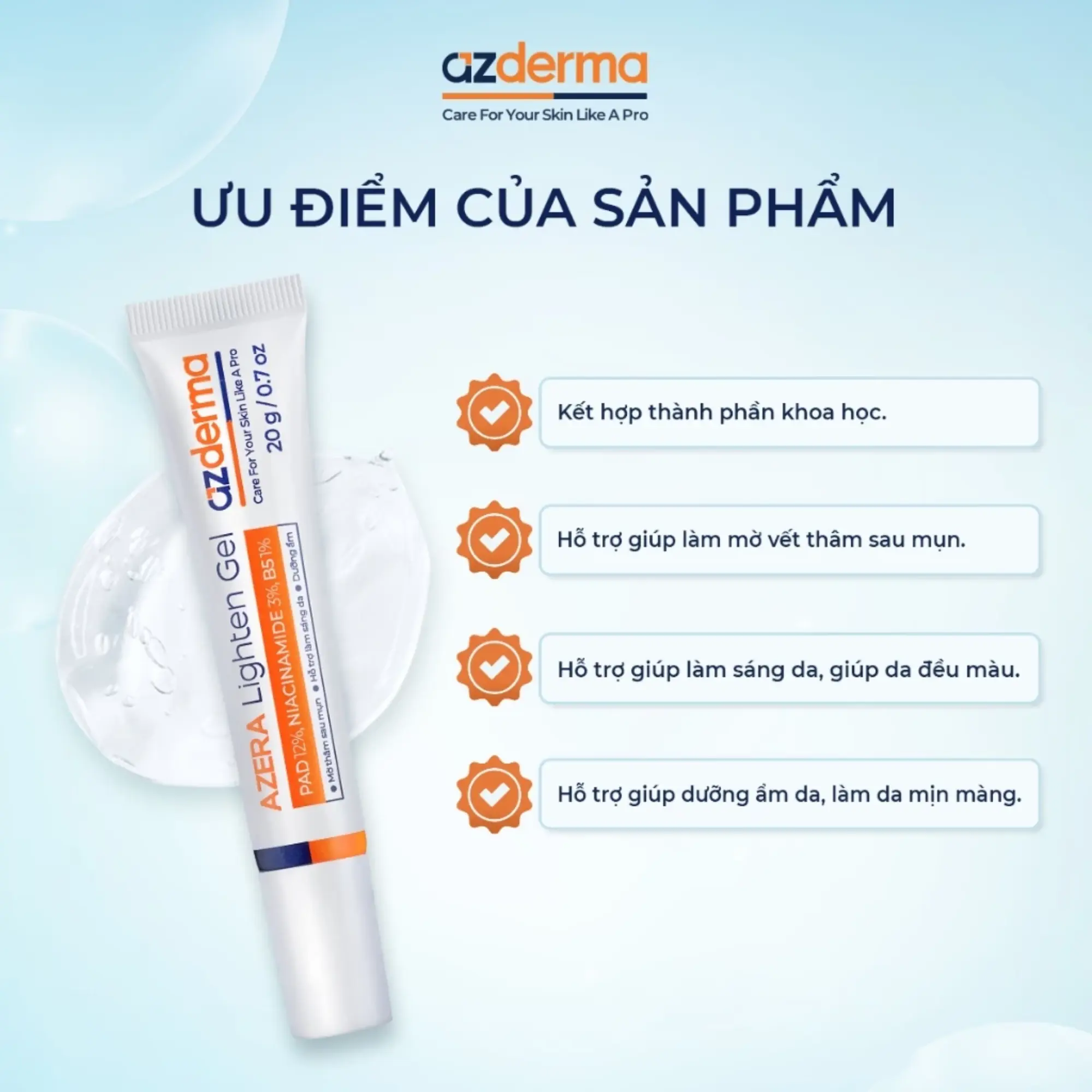 gel dưỡng mờ th&acirc;m mụn azderma