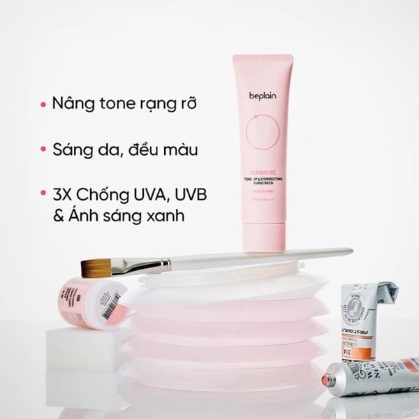 Kem Chống Nắng Beplain Sunmuse Tone Up & Correcting Sunscreen Peach Pink SPF50+ PA++++