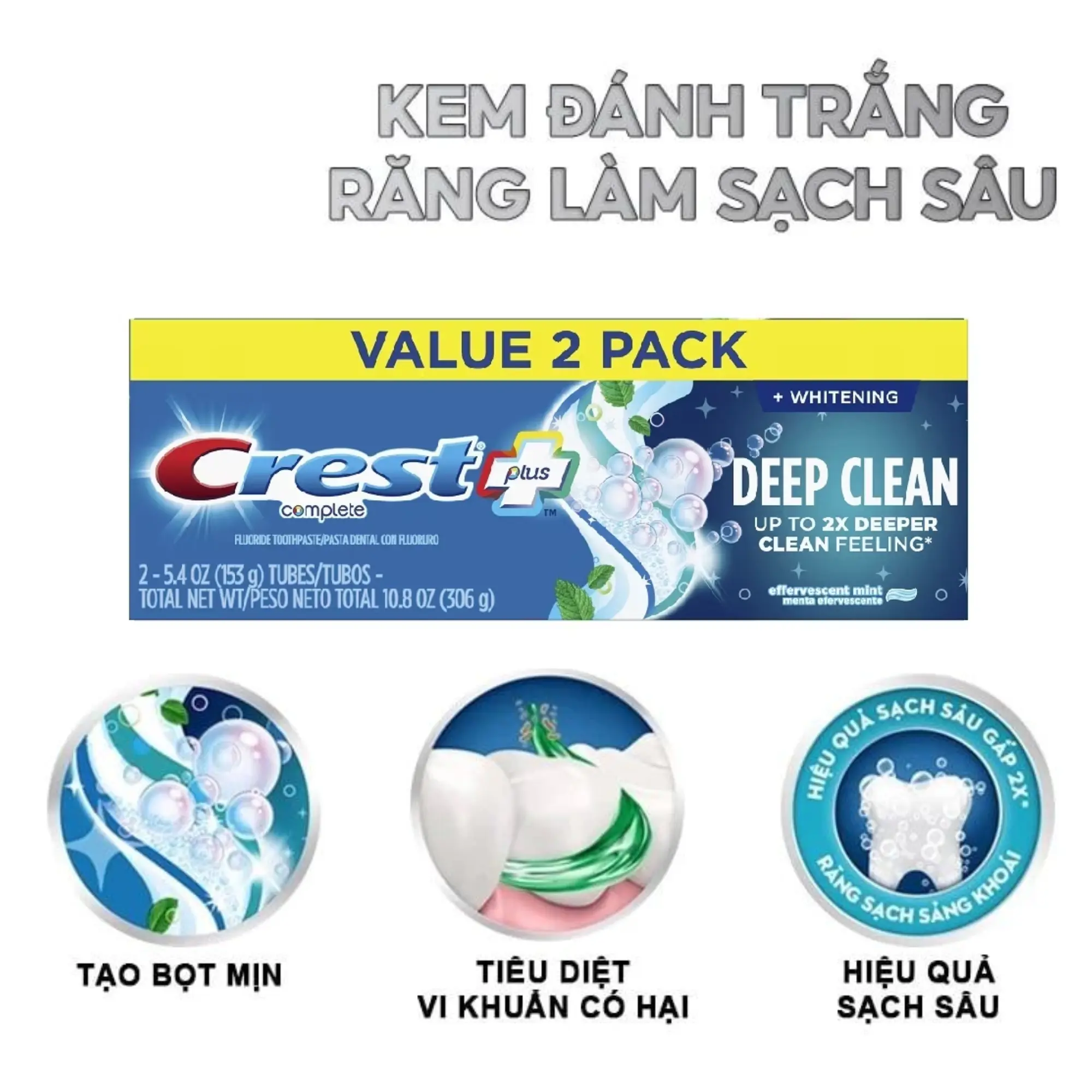 kem đánh răng crest deep clean