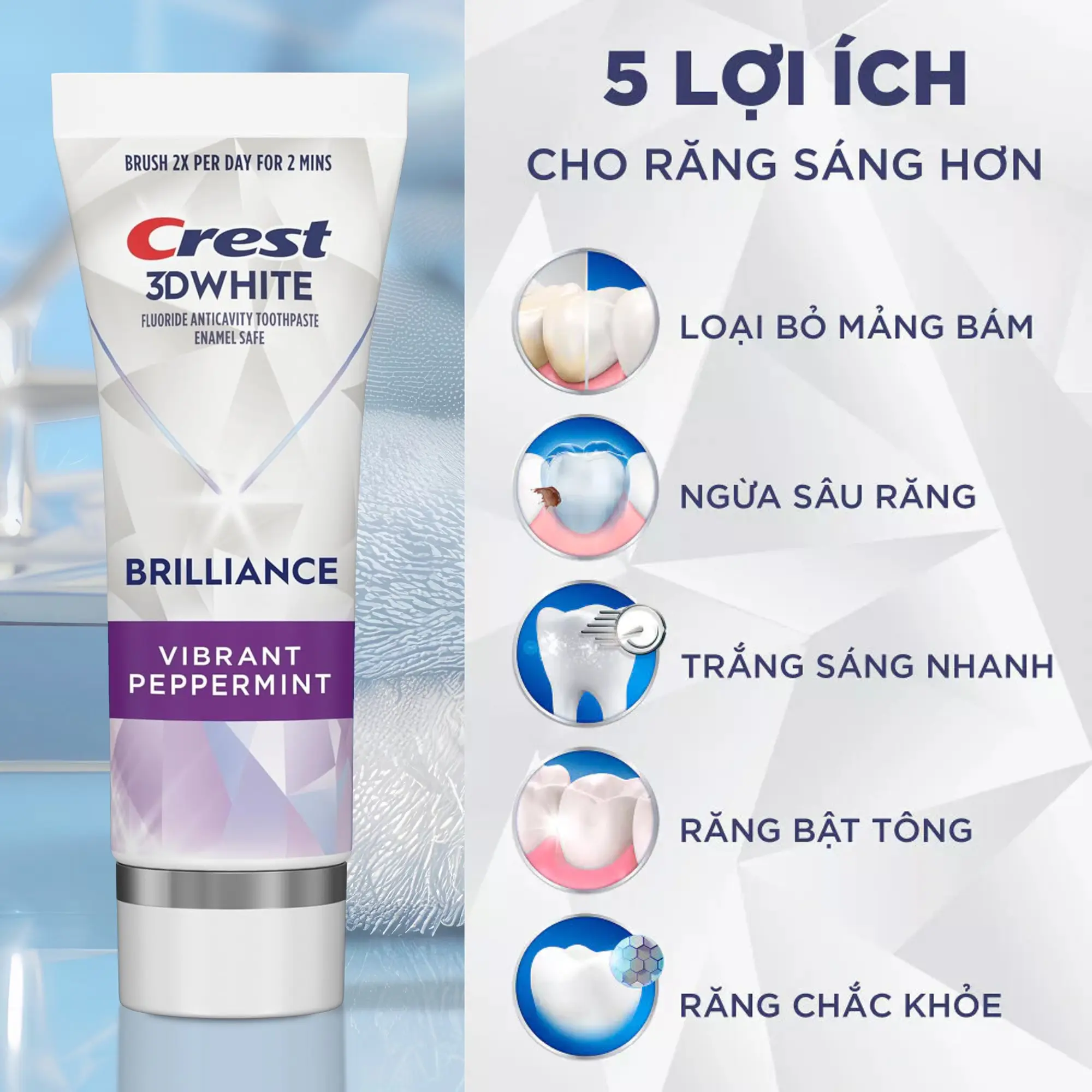 kem đánh răng crest bạc hà