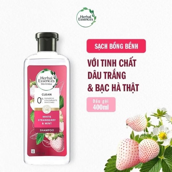 Dầu Gội Sạch Sâu Dâu Trắng Và Bạc Hà Herbal Essences White Strawberry & Mint Shampoo