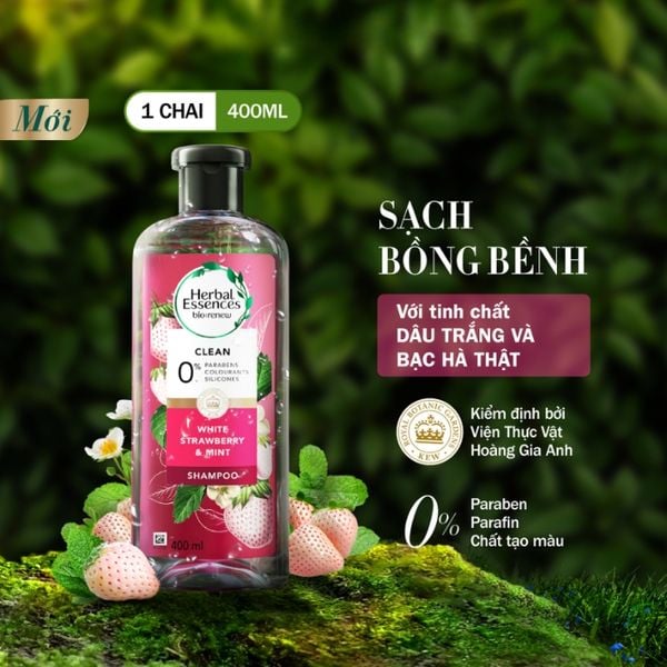 Dầu Gội Sạch Sâu Dâu Trắng Và Bạc Hà Herbal Essences White Strawberry & Mint Shampoo