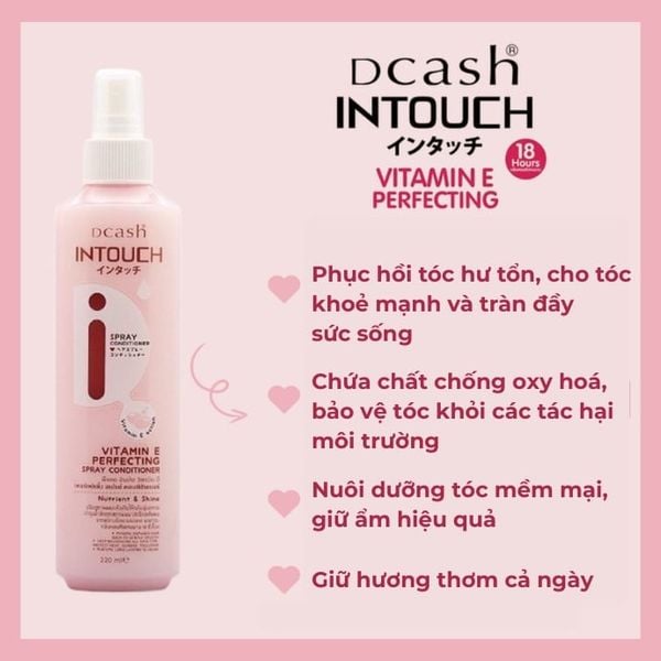 Xịt Dưỡng Tóc Dcash Intouch Vitamin E Perfecting Spray Conditioner