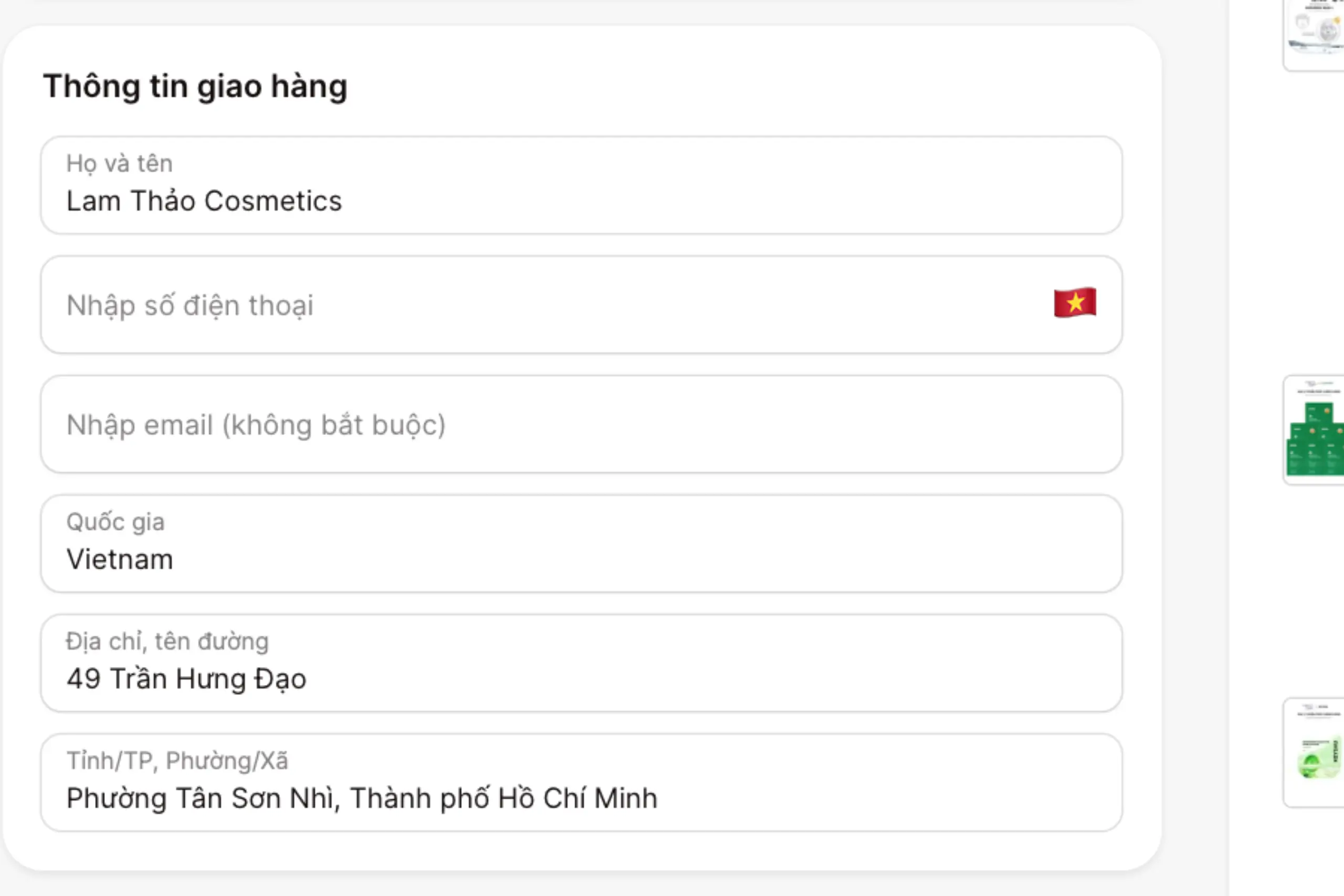 cập nhật thông tin