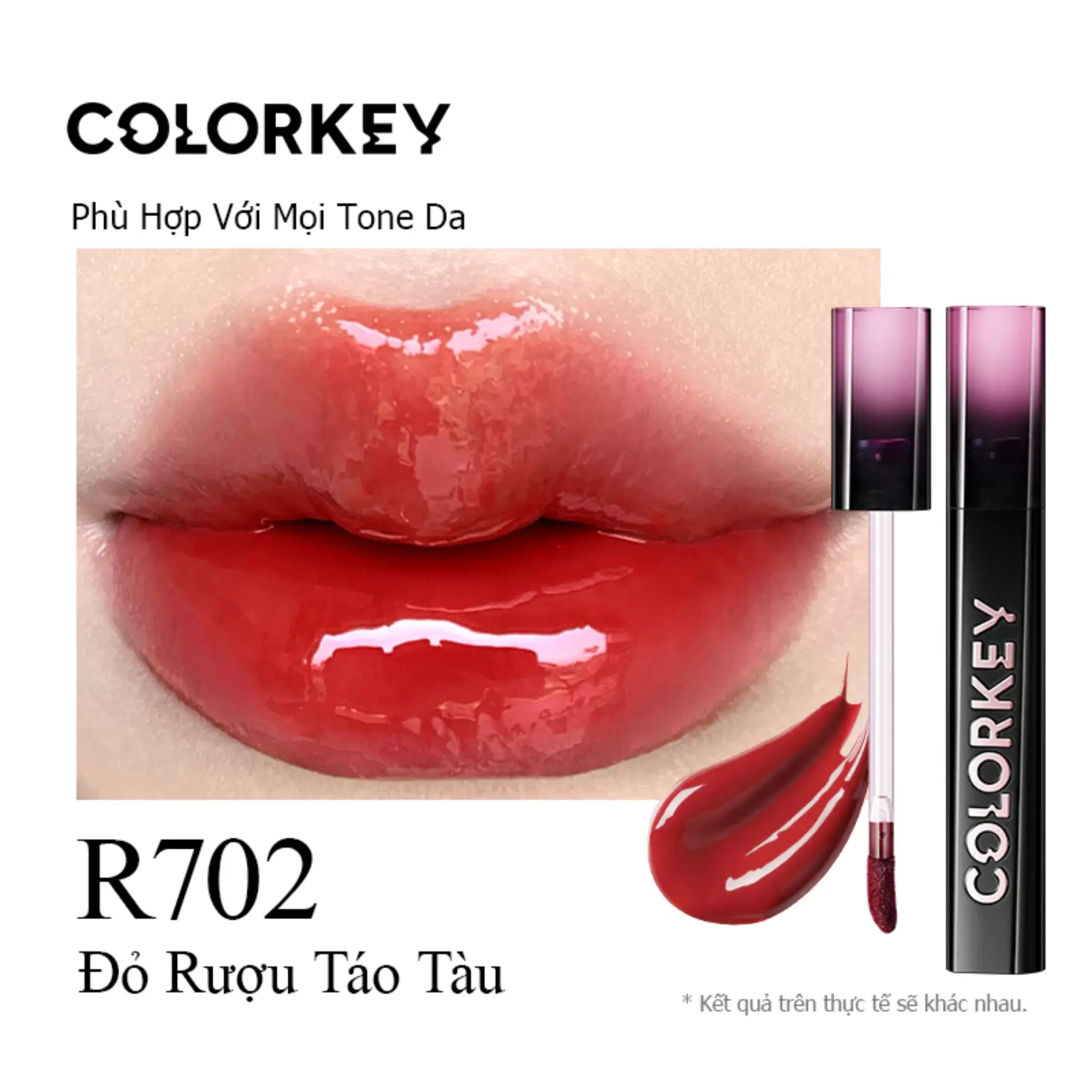 son bóng gương colorkey r702 đỏ rượu táo tàu