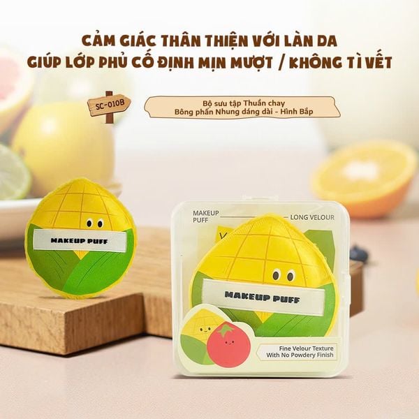 Bông Phấn Glorie Veggie Collection Long Velour Powder ( Kèm Hộp Đựng )