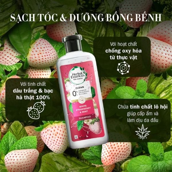 Dầu Gội Sạch Sâu Dâu Trắng Và Bạc Hà Herbal Essences White Strawberry & Mint Shampoo