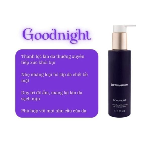 Gel Rửa Mặt Than Hoạt Tính Dermarium Goodnight Cleanser