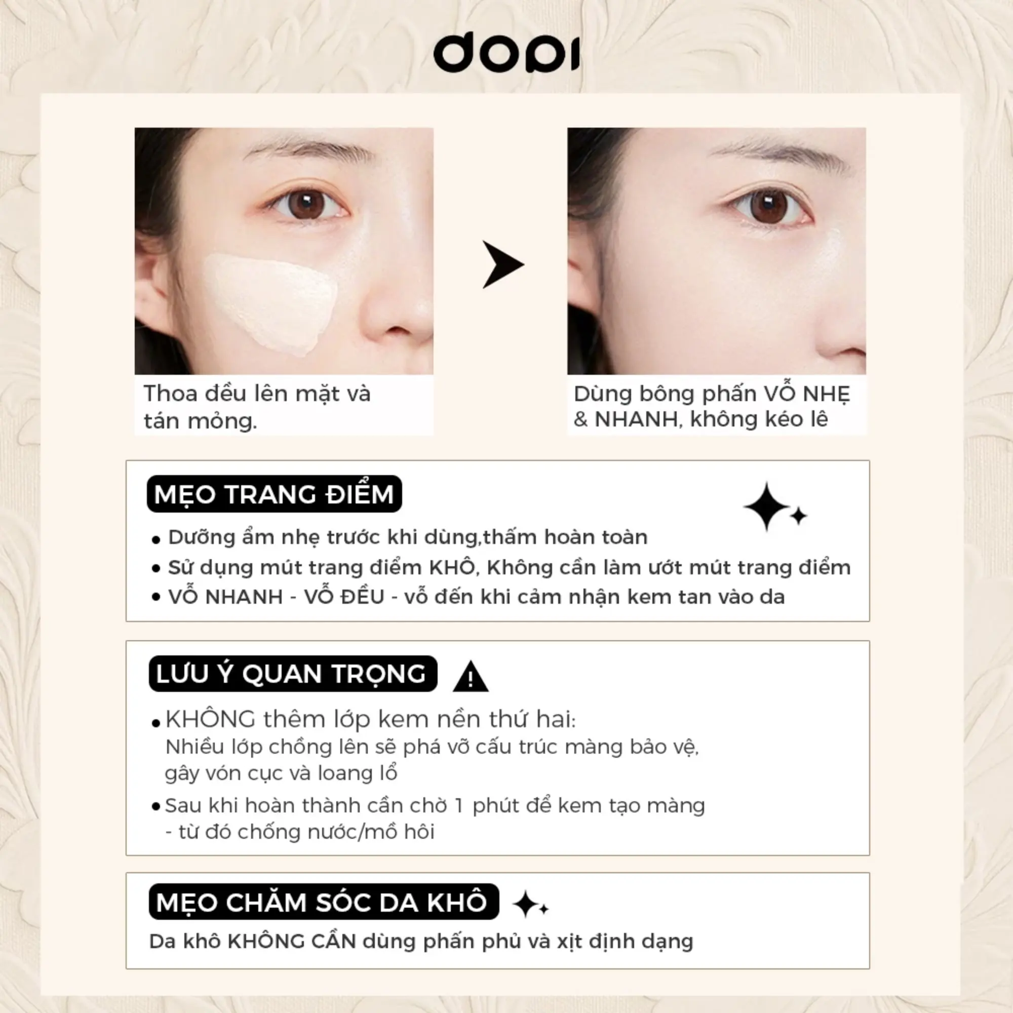 kem nền da khô Dopi